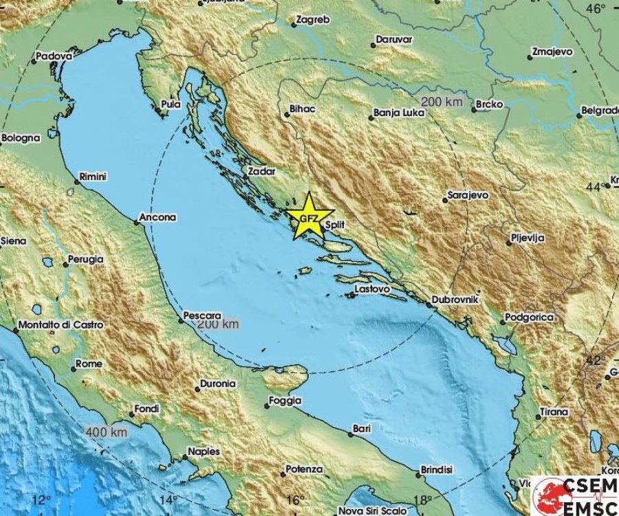 Potres magnitude 3.8,  23 kilometra zapadno  od Splita, osjetio se na širem području Vodica